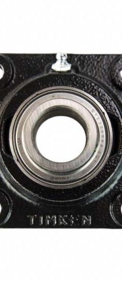 TIMKEN Flange Mount Bearing: Radial Ball, 2 15/16 in Bore, Cast Iron, Set Screws, 7 3/4 in Lg, 52100 (MPN YCJM 2-15/16). Key specifications — Bore Type: Cylindrical; Brand: TIMKEN; Lubricant Material: NLGI 2 Lithium Complex Grease; Mounting Bolt Size: 3/4 in; Split Housing: Not Split; System of Measurement: Inch.