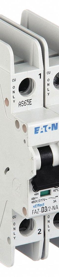 EATON IEC Miniature Circuit Breaker: 3 A Amps, 48/96V DC, 10kA at 277/480V AC, Screw Clamp, FAZ-NA (MPN FAZ-D3/2-NA). Key specifications — attr195863: 48/96V DC; attr211132: EATON; attr195864: 10kA at 277/480V AC; attr195865: Screw Clamp; attr195867: 277/480V AC.