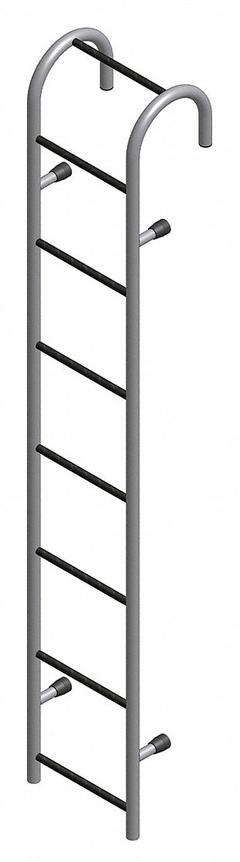 COTTERMAN Straight Ladder: 8 ft Ladder Size, Steel, 300 lb Load Capacity, 37 lb Wt, 8 Rungs (MPN ST08AL C1). Key specifications — Color: Gray; Brand: COTTERMAN; Included Features: Side Rail Bumpers.