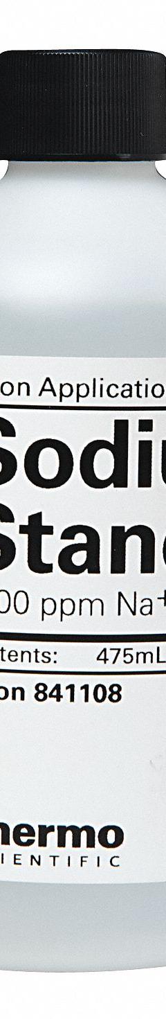 THERMO SCIENTIFIC ORION Sodium Standard: Lab, 475 mL Volume, 1000 ppm, 841108, 1. Key specifications — Brand: THERMO SCIENTIFIC ORION; Chemical Grade: Lab; Concentration: 1000 ppm; Manufacturer Part Number: 841108; Product Type: Sodium Standard.