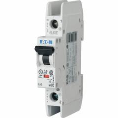 EATON IEC Miniature Circuit Breaker: 4 A Amps, 125V DC, 10 kA at 277/480V AC, Screw, DC Only (MPN FAZ-C4/1-NA-DC-SP). Key specifications — Brand: EATON; DC Voltage Rating: 125V DC; Max. AIR Rating: 10 kA at 277/480V AC; Terminal Connection: Screw.