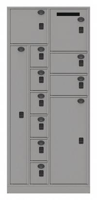 SENTINEL Law Enforcement Evidence Locker: Pass-Through Backing, Keyless Lift Latch, 12 Compartments (MPN 12AA-PT). Key specifications — Brand: SENTINEL; Product Ships: Assembled; Color: Gray.