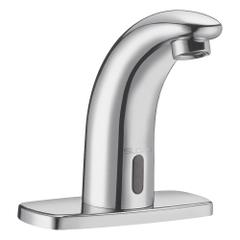 SLOAN Bathroom Sensor Faucet: SF, Brass, Chrome Finish, Single-Post, Battery, Back-Check Tee (MPN SF2450-4). Key specifications — Brand: SLOAN; Includes: (4) AA Alkaline Battery; Series: SF.