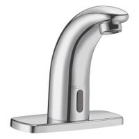 SLOAN Bathroom Sensor Faucet: SF, Brass, Chrome Finish, Single-Post, Battery, Back-Check Tee (MPN SF2450-4). Key specifications — Brand: SLOAN; Includes: (4) AA Alkaline Battery; Series: SF.