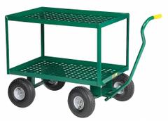 LITTLE GIANT Wagon Truck: 1,200 lb Cap, 36 in L x 24 in W x 32 in H Deck, J-Shaped, 12 ga Frame (MPN 2LDWP-2436-10P-G). Key specifications — Brand: LITTLE GIANT; Color: Green.