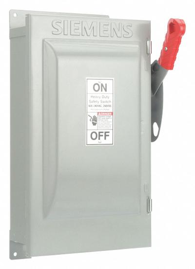 Siemens Safety Switch: Fusible, 60 A, Single Phase, 240V AC, Galvanized Steel - Fusible Safety Switches