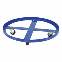 APPROVED VENDOR Drum Dolly: 900 lb Load Capacity, For 55 gal Container Capacity, Round, (4) Swivel (MPN DRUM-SP-28-9-H). Key specifications — Caster/Wheel Configuration: (4) Swivel; For Container Capacity: 55 gal; Deck Shape: Round; Brand: APPROVED VENDOR.