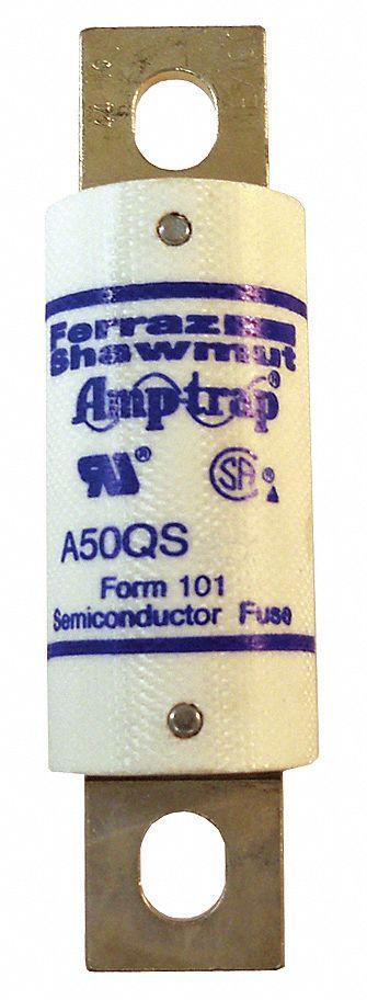MERSEN Semiconductor Fuse: A50P Series, Fast-Acting, 100 A, 500 V AC - Fast-Acting Bolt-On Fuses