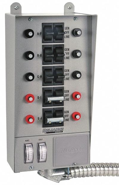 RELIANCE Manual Transfer Switch: Single Phase, 125/250V AC, 30 A Current Rating - Manual Transfer Switches