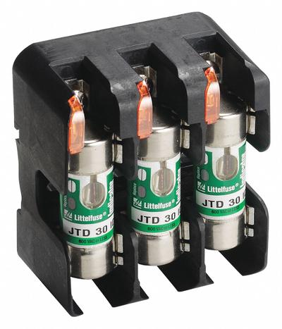 LITTELFUSE Fuse Block: Open Block Design, 3 Pole, 600 V AC, Box Lug - Fuse Blocks for UL Class J Fuses
