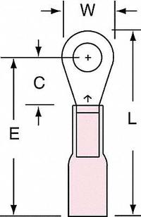 3M Ring Terminal: Red, Heat Shrink Insulation, #8 Stud Size, 22 AWG to 18 AWG Wire Sizes, 600 V (MPN MH18-8R/LK). Key specifications — Brand: 3M; Series: MH18.