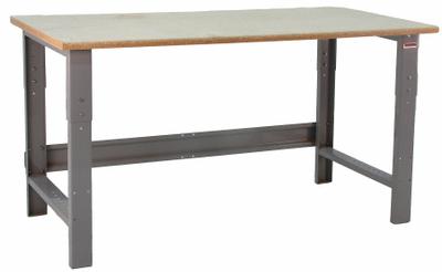 BENCHPRO Workbench: Adj Ht, Particleboard, 60 in x 24 in, 1,600 lb Overall Load Capacity - Open-Base Workstations
