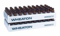 Tube Rack: 4 in Overall Wd, 7/8 in Overall Ht, 7 1/2 in Overall Lg, Polypropylene, White (MPN 985800). Key specifications — Material: Polypropylene; Color: White; Product Type: Vial Rack; Total Holding Capacity: (50) Positions; Brand: WHEATON.