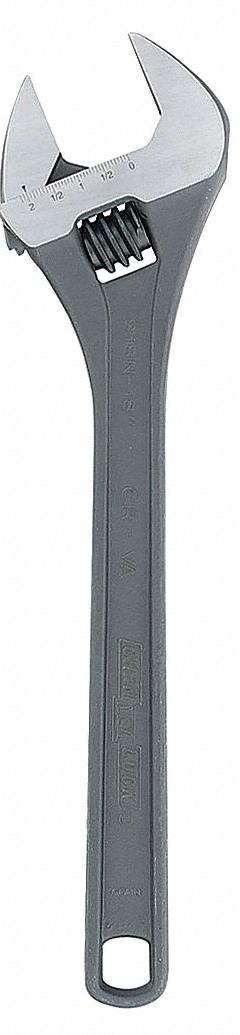 CHANNELLOCK Adjustable Wrench: Alloy Steel, Black Phosphate, 18 in Overall Lg, 2 1/8 in Jaw Capacity (MPN 818N). Key specifications — attr309359: Black Phosphate; attr324924: CHANNELLOCK; attr309358: Alloy Steel.