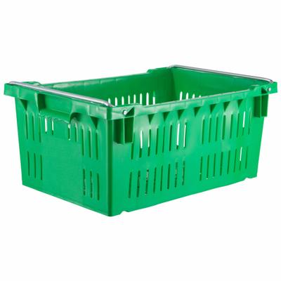 ORBIS Stacking and Nesting Tote: 12 gal, 23 5/8 in x 15 3/4 in x 10 1/4 in, Green - Vented Stacking & Nesting Totes