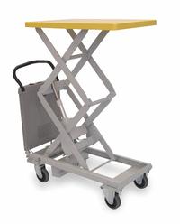 SOUTHWORTH Scissor Lift Table: Powered, 220 lb Load Capacity, 31 1/2 in L x 20 in W, Steel, Dual (MPN PLM-100). Key specifications — attr1377640: Sealed Lead Acid; attr1345487: Steel; attr1345523: SOUTHWORTH.