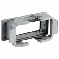 HARTING Rectangular Connector Housing: Size 16 B, Bulkhead Mount, Gray, Aluminum Die-Cast, IP65/IP67 (MPN 09300161301). Key specifications — IP Rating: IP67; Size Designation: 16 B; Seal Material: NBR; Locking Type: Dual Lever; Brand: HARTING; Primary Material: Aluminum; Operating Temperature Range: -40 to 125 Degrees C.