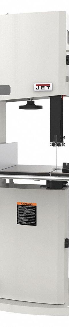 JET Band Saw: Vertical, 115/230V AC, 14 1/8 in Throat Dp - Vertical, 3,100 SFPM, 1 Phase (MPN JWBS-15). Key specifications — attr313141: 3,100 SFPM; attr313142: 5° Left to 45° Right; attr313144: 1; attr313145: Vertical; attr325087: JET.