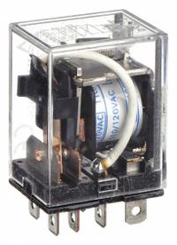 OMRON General Purpose Relay: Socket Mounted, 15 A Current Rating, 120V AC, SPDT, 8 Pins/Terminals (MPN LY1-AC110/120). Key specifications — Brand: OMRON; Base Type: Square; Mounting Style: Plug-In; Pin Shape: Flat; Electrical Connection: Quick-Connect; Manufacturer Part Number: LY1-AC110/120; Operating Current: 15 A at 24V DC (Resistive Load); Series: LY Series.