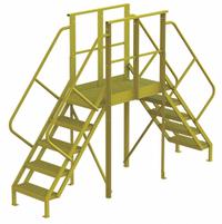 TRI-ARC Crossover Bridge: 4.2 ft Platform Ht, Steel, 1,000 lb Load Capacity, Serrated, 5 Steps (MPN 7CY83). Key specifications — Brand: TRI-ARC; Color: Yellow; Tread Type: Serrated.