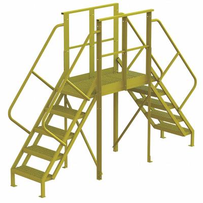 TRI-ARC Crossover Bridge: 4.2 ft Platform Ht, Steel, 1,000 lb Load Capacity, Serrated - Easy Descent Crossover Bridges