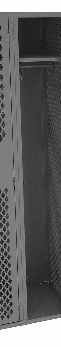 TENNSCO Wardrobe Locker: 36 in x 18 in x 78 in, Ventilated, 1 Tiers, 3 Units Wide, Padlock Hasp (MPN VSL-121872-CMED GRAY). Key specifications — Brand: TENNSCO; Locker Color: Gray; Door Type: Ventilated; Locker Material: Steel; Assembled: Assembled; Number Plate Included: Yes.
