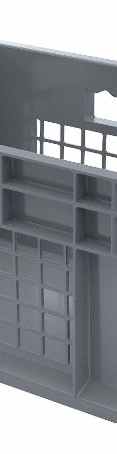 AKRO-MILS Straight Wall Tote: 6.7 gal, 15 3/4 in x 11 3/4 in x 8 1/4 in, Stacking Capable, Gray (MPN 37278GREY). Key specifications — Material: Plastic; Stackable: Stacking Capable; Brand: AKRO-MILS.