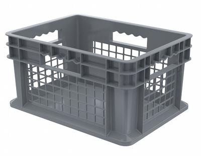 AKRO-MILS Straight Wall Tote: 6.7 gal, 15 3/4 in x 11 3/4 in x 8 1/4 in, Stacking Capable - Vented-Wall Solid-Bottom Straight-Wall Containers