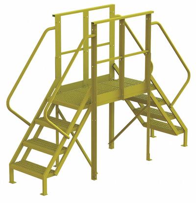 TRI-ARC Crossover Bridge: 3.3 ft Platform Ht, Steel, 1,000 lb Load Capacity, Serrated - Easy Descent Crossover Bridges