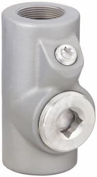 Sealing Fitting - Vertical and Horizontal: Aluminum, 2 in Trade Size, Female, 7 1/2 in Overall Lg (MPN EYSEF200AL). Key specifications — Brand: APPLETON ELECTRIC; Finish: Powder Coated; Connection Type: Threaded; Thread Gender: Female; Ends - Hazardous Fittings: 2 in FNPT x 2 in MNPT; Material: Aluminum; Hazardous Location Rating: Class III; Thread Type: NPT.