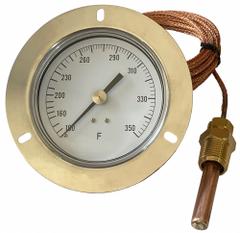 APPROVED VENDOR Analog Panel Mount Thermometer: 100°F to 350°F, ±1°F Scale Division, 3.5 in Dial Dia (MPN 12U623). Key specifications — Brand: APPROVED VENDOR; Accuracy: ±1 °F Scale Division.