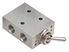 ARO Manual Air Control Valve: MaxAir, Four-Way / Two-Position, Toggle, Gray, 9 scfm Flow Rate - Max (MPN M211LS). Key specifications — attr1092903: Gray; attr1086905: Manual Return; attr1086907: MaxAir; attr1086914: Normally Open/Normally Closed; attr1086904: Manual Air Control Valve; attr1086871: M211LS.