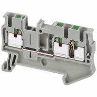SCHNEIDER Terminal Block: DIN Rail Mounting Type, Push-In Wire Termination, 3 Wire Terminals, 20 A (MPN NSYTRP23). Key specifications — Brand: SCHNEIDER; For Minimum Wire Size: 24 AWG.