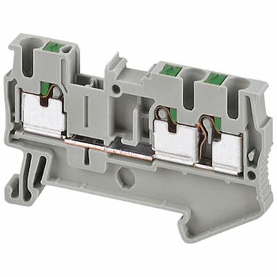 SCHNEIDER Terminal Block: DIN Rail Mounting Type, Push-In Wire Termination, 3 Wire Terminals - Pass-Through Blocks