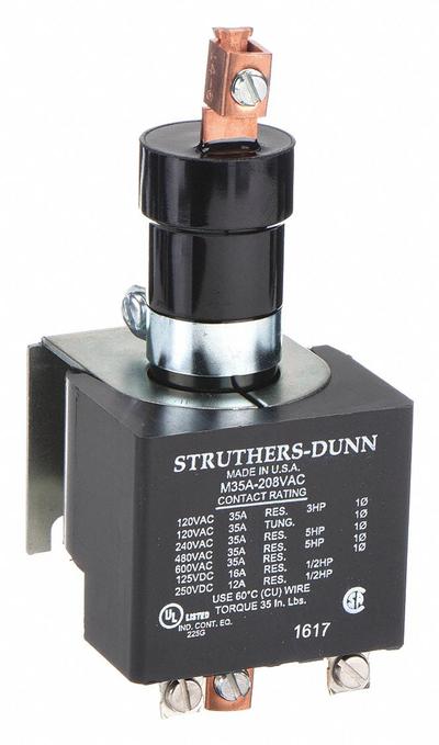 STRUTHERS-DUNN Mercury Displacement Contactor: 208V AC, 35 A Full Load Current - Resistive - Mercury Displacement Contactors