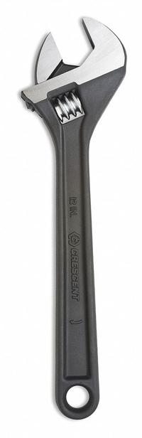 CRESCENT Adjustable Wrench: Alloy Steel, Black Oxide, 12 in Overall Lg, 1 1/2 in Jaw Capacity (MPN AT212VS). Key specifications — attr309359: Black Oxide; attr324924: CRESCENT; attr309358: Alloy Steel.