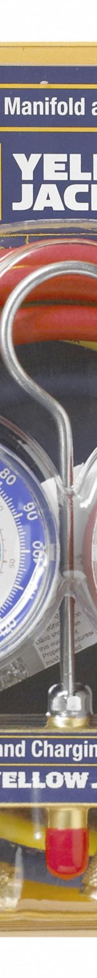 YELLOW JACKET Manifold Gauge: 2 Valves, 1 Hoses, Series 41, 3 1/8 in Gauge, For R-134A/R-22 (MPN 42205). Key specifications — Hose Connection Type: Ball Valve; Product Type: Manifold Gauge Set; For Refrigerant Type: R-134A; Brand: YELLOW JACKET; Gauge Boots: No; Sight Glass: No.