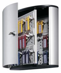 Key Box: 36 Key Capacity, Single Key Lock, Aluminum, Gray, 11 in Ht, 11 7/8 in Wd, 4 5/8 in Dp (MPN 195223). Key specifications — Brand: DURABLE; Finish: Brushed Aluminum; Includes Key Tags: Includes Key Tags; Includes Mounting Hardware: Mounting Hardware Included; Color: Gray; Mounting Location: Wall; Material: Aluminum.