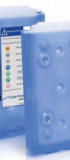 Cold Pack: 10 7/8 in Overall Lg, 6 1/8 in Overall Wd, 2 3/8 in Overall Ht, Blue (MPN 0372609). Key specifications — Includes: Temperature Indicator Label; Product Type: Cooling Block; Brand: COLE-PARMER.