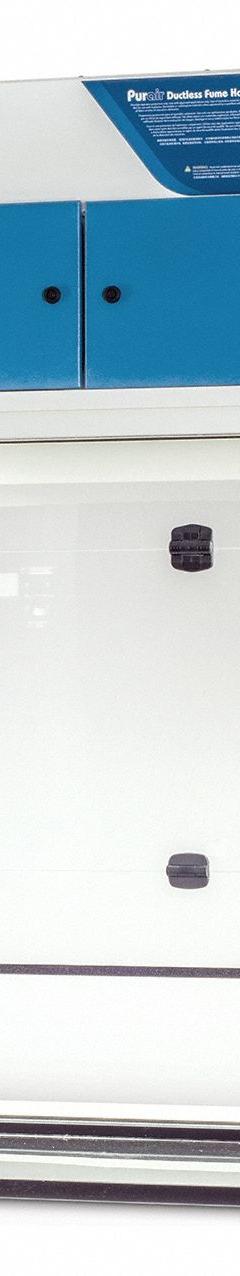 AIR SCIENCE Ductless Fume Hood: Purair Advanced, 4 1/8 ft Overall Wd, 4 3/8 ft Overall Ht, White (MPN P20-XT-A). Key specifications — Assembly: Partially Assembled; Brand: AIR SCIENCE; Base/Stand Included Input: No (Required); Base/Stand Included: No (Required); Blower Included: Yes; Work Surface Included: Yes.