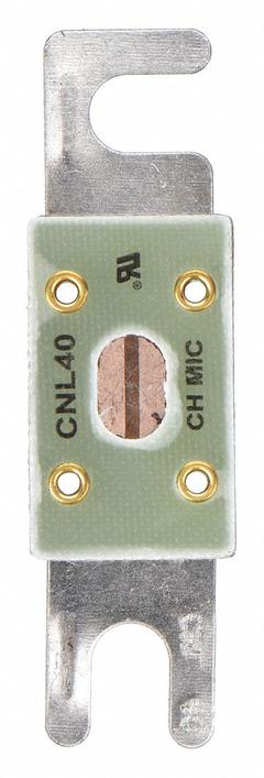 MERSEN Forklift Limiter Fuse: CNL Series, Bolt-On, Gen Purpose, 40 A, 80 V DC, Indicating, AC/DC (MPN CNL40). Key specifications — Brand: MERSEN; Series: CNL; Equivalent Fuse Series: ANL & CNL.