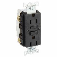 HUBBELL GFCI Receptacle: Duplex, 5-15, Black, GFCI, 125V AC, 15 A, 2 Pole / 3 Wire (MPN GFR15BLK)