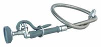 T&S BRASS Pre-Rinse Sprayer: Brass, Chrome, 49 1/8 in Overall Lg, 1/2" Connection Size, NPT (MPN B-0100). Key specifications — Inlet Connection Type: NPT; Brand: T&S BRASS; Connection Size: 1/2"; Color/Finish: Chrome; Material: Brass; Product Type: Pre-Rinse Sprayer.