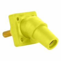 Single Pole Receptacle: Yellow, Angled Taper Nose Mating, Threaded Stud Termination, 600V AC/600V DC (MPN 16R30-1UY). Key specifications — Series: 16; Receptacle Gender: Female; Brand: LEVITON.