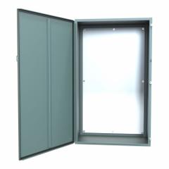 HAMMOND Electrical Enclosure: Steel, 60 in x 36 in x 20 in, NEMA 12/13, w/Panel, Solid Cover, Hinged (MPN 1418T20). Key specifications — Brand: HAMMOND; Closure Method: Clamps; Knockouts: Not Included.