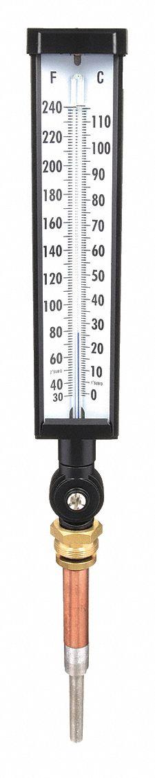 APPROVED VENDOR Industrial Glass Thermometer: 30°F to 240°F /0°C to 110°C, +/-1% Accuracy (MPN 4PRT3). Key specifications — Thermometer Thread Type: UNEF; Accuracy: +/-1%; Brand: APPROVED VENDOR.