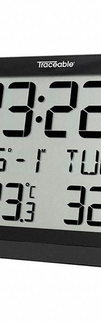 TRACEABLE Digital Wall Clock: Time (MPN 9446025). Key specifications — Primary Scale: Time; Secondary Scale: Humidity/Temperature; Display Type: LCD; Brand: TRACEABLE.