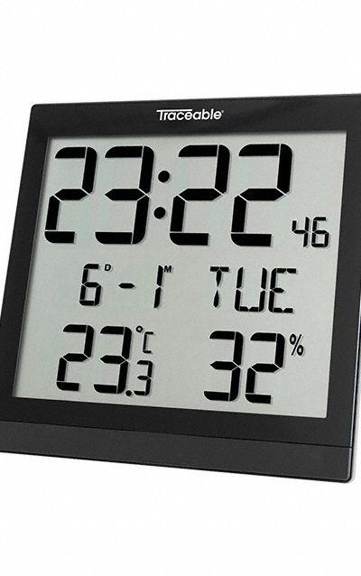 TRACEABLE Digital Wall Clock: Time (MPN 9446025) - Desk & Wall Mount Meters with Clock