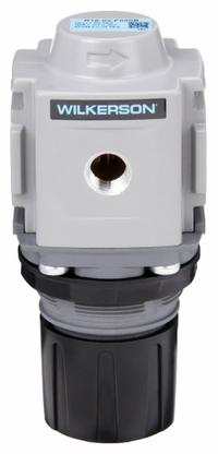 WILKERSON Compressed Air Regulator: Aluminum, 1/4 in NPT, 150 cfm, 300 psi Max Op Pressure, Knob (MPN R18-02-F000B). Key specifications — attr111664: No; attr111400: R18; attr111627: WILKERSON.