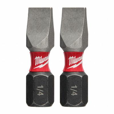 MILWAUKEE Insert Bit: Insert Bit, Slotted Head, Imperial, 1/4" Bit Industry Size - Insert Bits